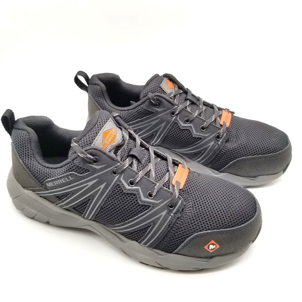 Merrell Men Full Bench‎ Superlite Alloy Toe Work Sneakers Sz 11.5 Gray Lace Up